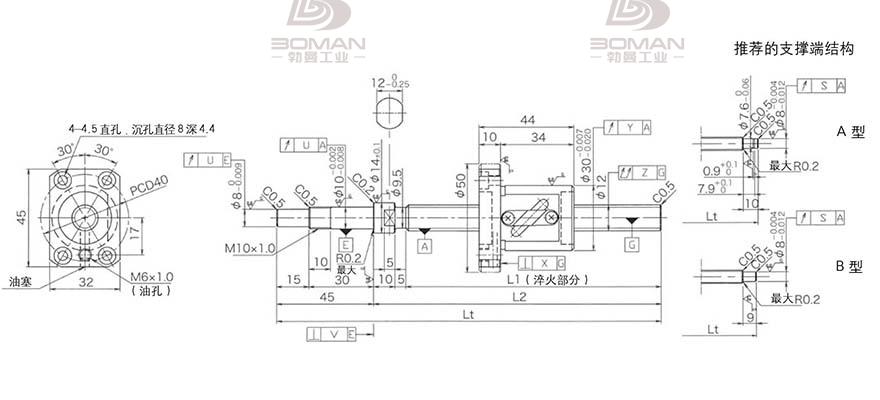 KURODA GP1205DS-BALR-0300B-C3F 黑田标准滚珠丝杠型号